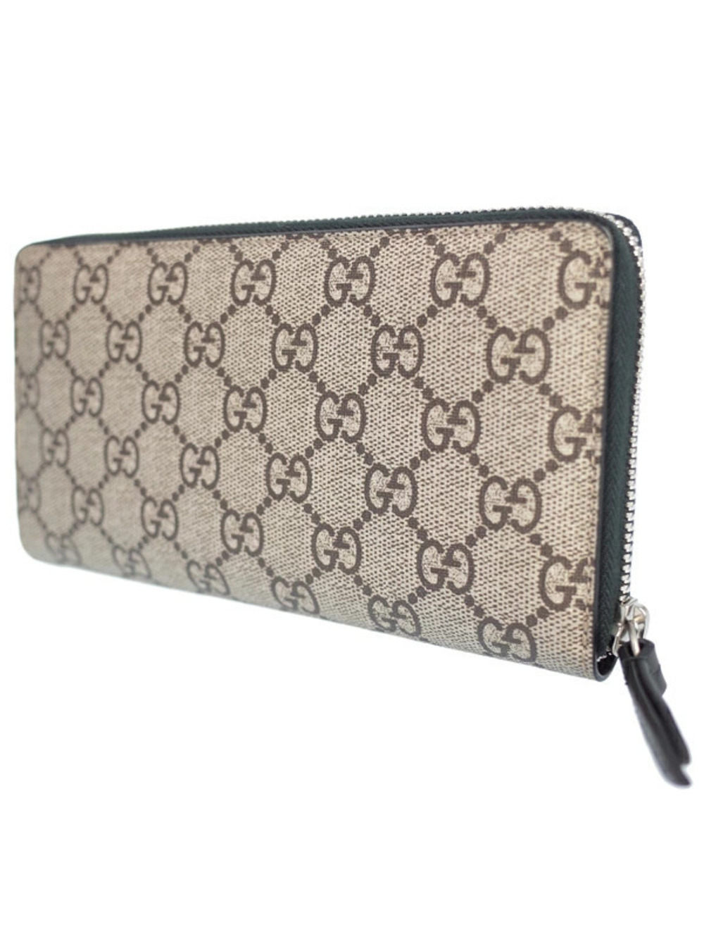 Gucci Round Snake Zip Supreme Around GG Wallet Canvas Long Zipper Black